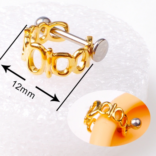 NSPJ Golden Queen crown Body Piercing Jewekry TOP 14K Real Gold Pin and Thread are ASTM F136 G34