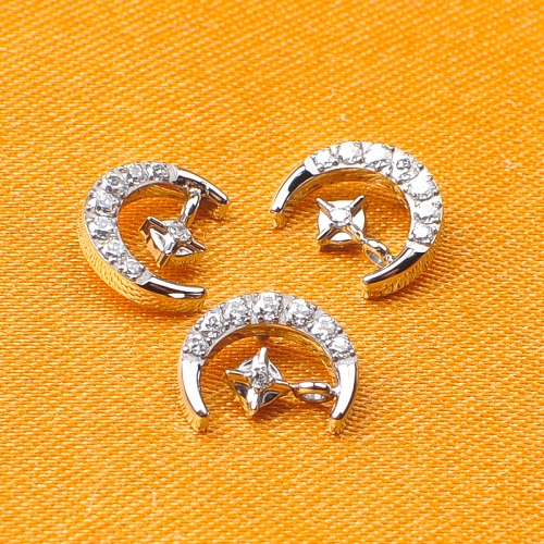 Implant Grade ASTM-F136 Titanium Internal Thread16G The Moon and the Cross Earrings Labret Stud Body Piercing Jewelry Factory Wholesale--P220