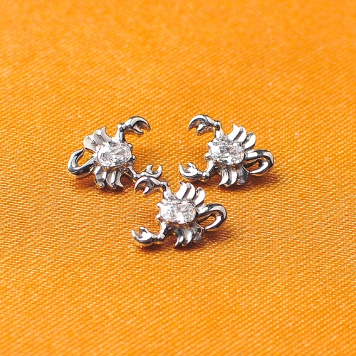 Design Jewelry Hyperbole Animal Insect Earring for Men and Women Silver Plated ASTM-F136 titanium Scorpion Shape Stud Earring--P233