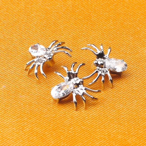 ASTM F136 Titanium Halloween Spider Shape With Zircon Internally Threaded Flat Labret  Ear Piercing Titanium piercing jewelry--P203