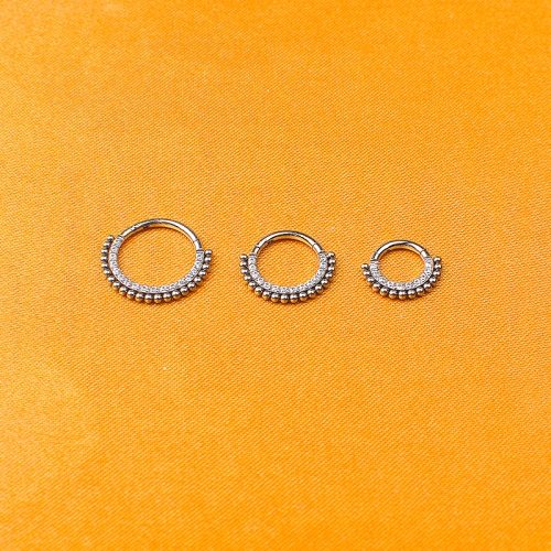 ASTM F136 Titanium CZ Stones Set On Hinged Segment Clicker Nose Rings Piercing Silver Segment Ring Daith Trgaus Helix Ear Carti--W103