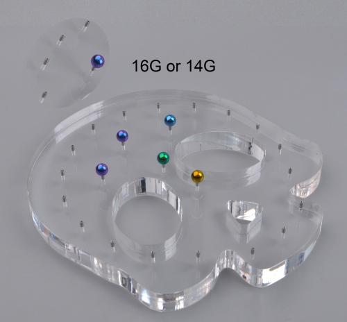 Nine Safe Piercing Jewelry skull display rack no Logo High Transparent Acrylic for 14G or 16G Internally thread jewelry-- DIS-15