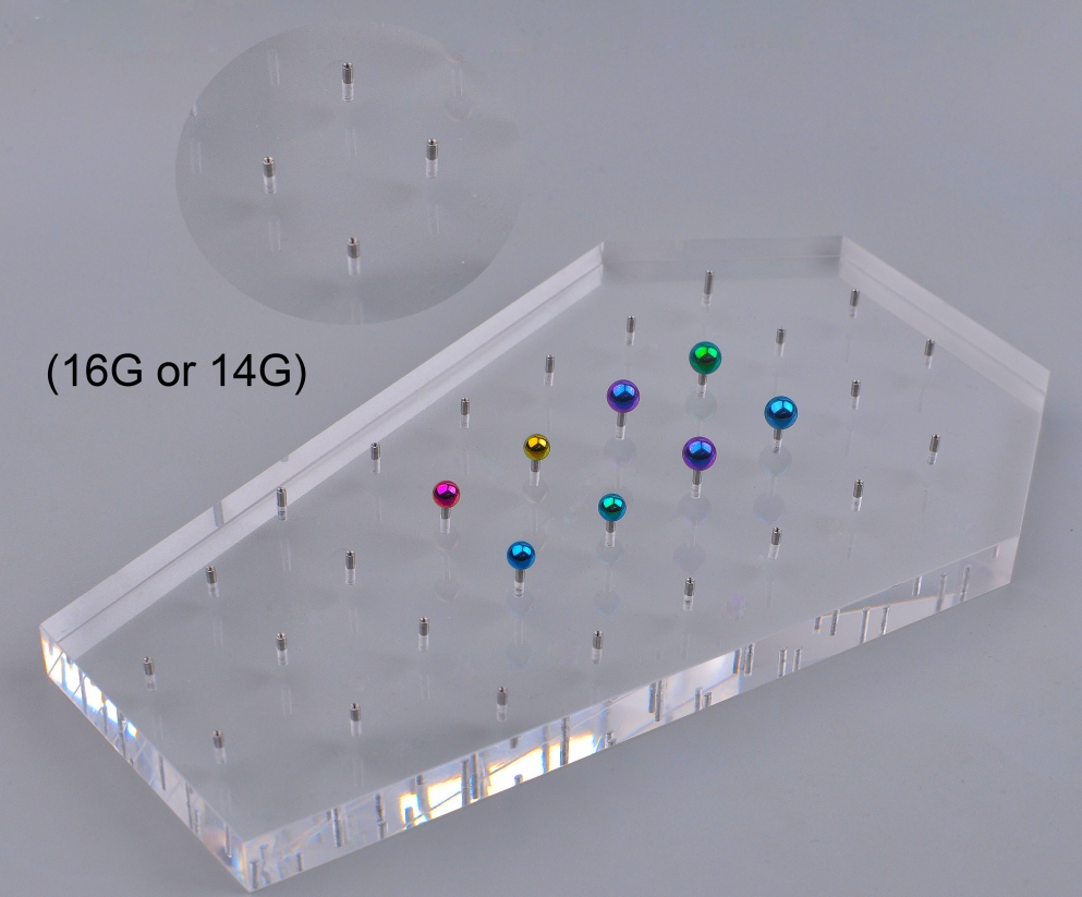 Nine Safe Piercing Jewelry display rack no Logo High Transparent Acrylic for 14G or 16G Internally thread jewelry-- DIS-14