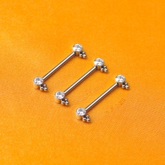 Custom wholesale High quality Internally Threaded Titanium Piercing Nipple Ring with Bezel CZ Stones ASTM F136 Piercing Body Jewelry-W106