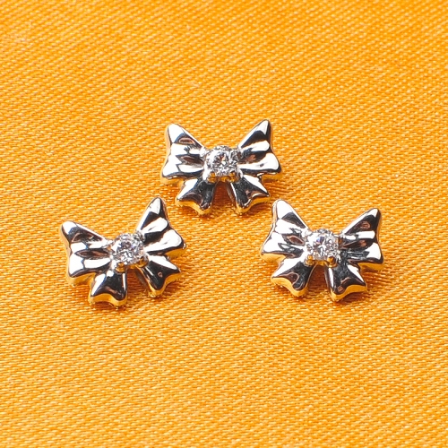 ASTM F136 Titanium 16G Bow Tie Labret Lip Stud Earring with CZ Helix Cartilage Conch Tragus Flat Back Piercing-P222