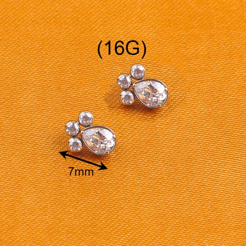 Cute Kitten Paw ASTM F136 Titanium Internal Threaded Piercing Body Accessories-P275