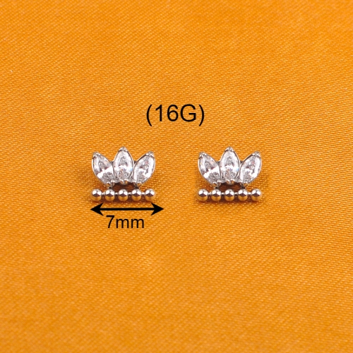 3 zircon beautiful clover ASTM F136 Titanium Internal Threaded Piercing Body Accessories-P279