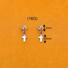 Zircon Cross ASTM F136 Titanium Internal Threaded Piercing Body Accessories-P273