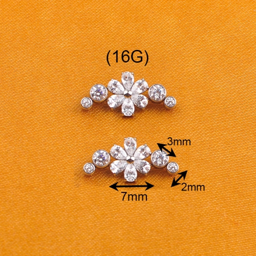 Exquisite diamond crown ASTM F136 Titanium Internal Threaded Piercing Body Accessories-P277