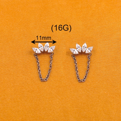 4 diamond small necklace ASTM F136 Titanium Internal Threaded Piercing Body Accessories-P283