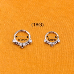 ASTM F136 Titanium Septum Nose Piercing Asscher Cut Asscher Cut Helix Hinged Segment Ring Gold Clicker for Weddings -W116
