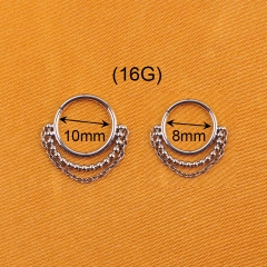 Double chain Titanium Body Piercing ASTM F136 Titanium Clicker Segment Chains -W154