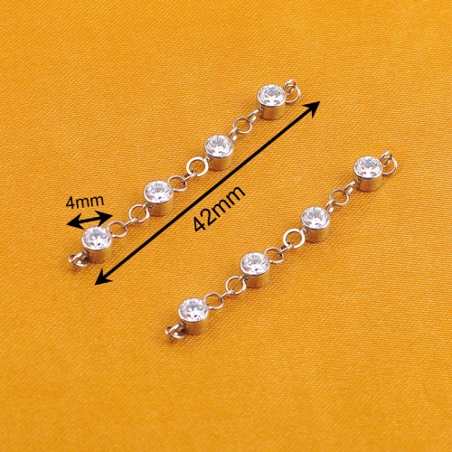 Round zircon inlaid chain Internal Threaded Piercing Titanium Body Piercing  ASTM F136 Titanium-289