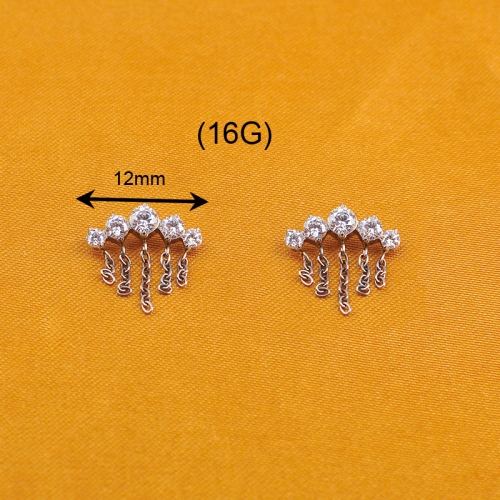 Five zircons and tassel chain Internal Threaded Piercing Titanium Body Piercing  ASTM F136 Titanium-P304