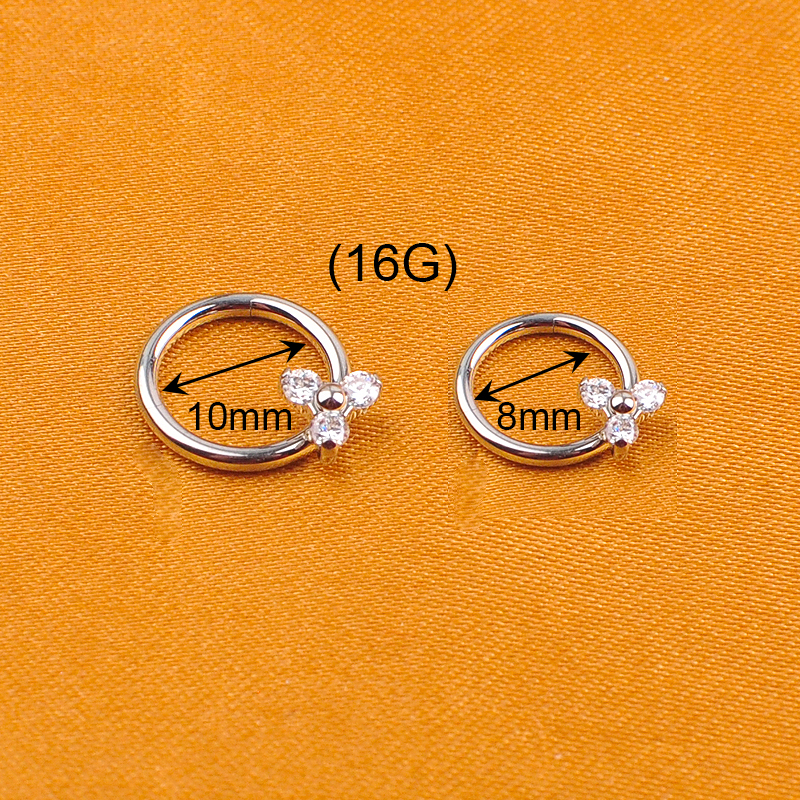 Wholesale Nose segment ASTM F136 Titanium Romantic Prong Set Zircon Ear Conch Women Jewelry Hinged Segment Clicker Ring-W124
