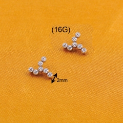 Circle zircon combination fan blades Internal Threaded Piercing Titanium Body Piercing  ASTM F136 Titanium-P311