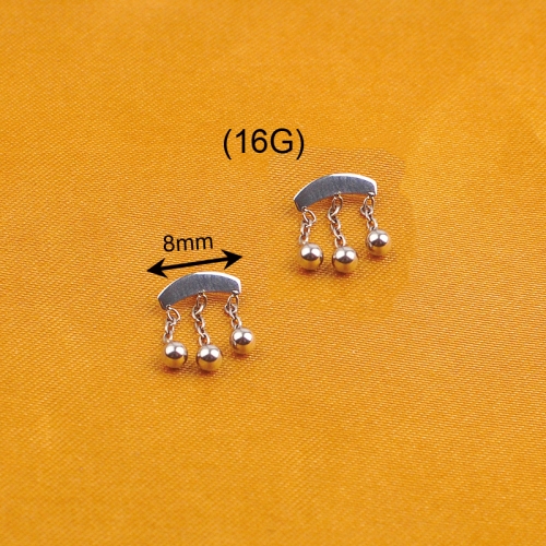 Curved chain small tassel pendant Internal Threaded Piercing Titanium Body Piercing  ASTM F136 Titanium-P318