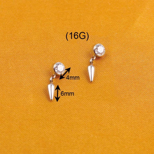 Zircon Cone Pendant Internal Threaded Piercing Titanium Body Piercing  ASTM F136 Titanium-P319