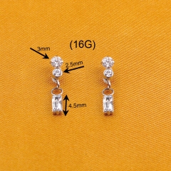 Pendant with zircon Internal Threaded Piercing Titanium Body Piercing  ASTM F136 Titanium-P317