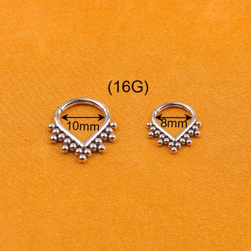 Seamless Segment Hoop Heart CZ Titanium Earrings ASTM F136 Rook Piercing Gold Titanium Jewelry Accessories--W131