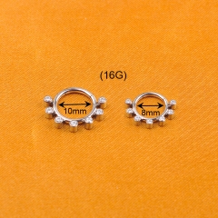 ASTM F136 Titanium Bezel round CZ nose ring wholesale piercing jewelry astm f136 titanium piercing--W134