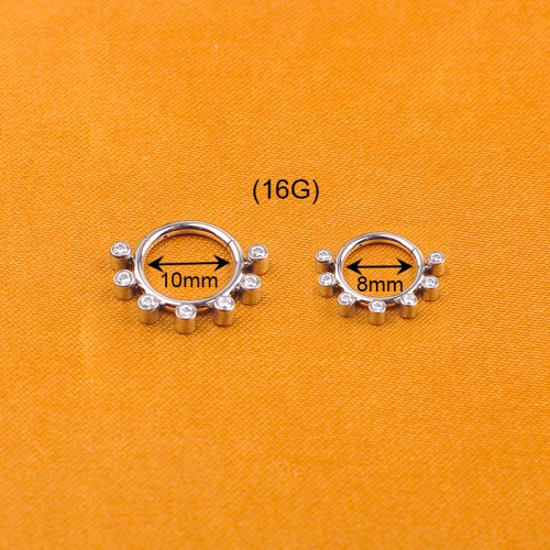 ASTM F136 Titanium Bezel round CZ nose ring wholesale piercing jewelry astm f136 titanium piercing--W134