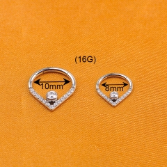 ASTM F136 Titanium waterdrop shape nose ring inlay Zircon Earrings Punk Style septum Body Piercing Jewelry --W137