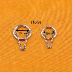 Astm F136 Titanium Mirror Polish Chain Hinged Nose Ring Clicker Conch Piercing Jewelry Fashion Jewelry Body Chain--W139