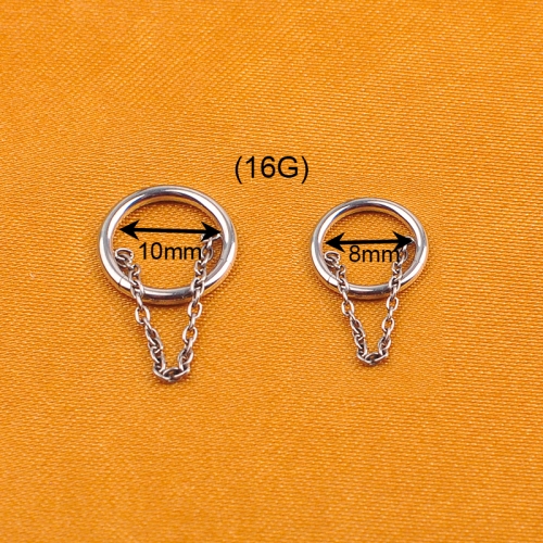 Nine safe piercing supply 16G ASTM F136 Titanium Bezel Set 5 CZ Steel Hinged Segment Ring Hoop Nose Piercing Hinged Segment Ring--W138