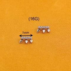 Nine safe earring jewelry astm f-136 implant grade titanium named Geometric figure with three cones-P325