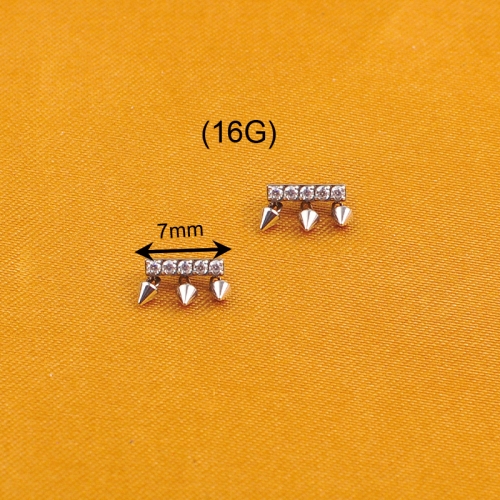 Nine safe earring jewelry astm f-136 implant grade titanium named Geometric figure with three cones-P325