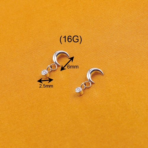 body jewelry supply Zircon under the moon made of astm f-136 implant grade titanium -P328