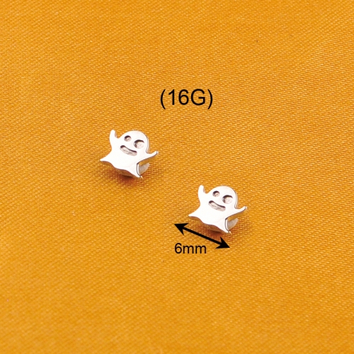 Ninesafe piercing jewelry a cute ghost made of implant grade titanium astm f-136 for man and woman-P330