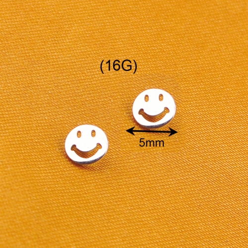 Ninesafe earring piercing jewelry smiley made of astm f-136 titanium for man and woman-P326