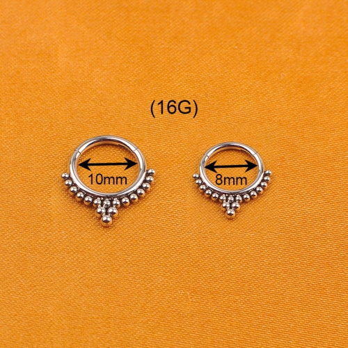 ASTM-F136 titanium Gorgeous new design Septum Clicker Hinged Segment 15 Stainless Steel ball clicker nose ring piercing--W140