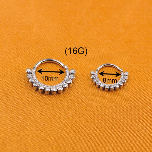 16G ASTM F136 Titanium Hinged Segment Ear Clicker Piercing Jewelry--W142