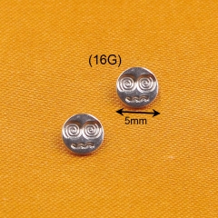 Nine safe piercing dizzy face made of astm f136 implant grade titanium for wholesale Body Jewelry Corrosion Resistant Durable-P333