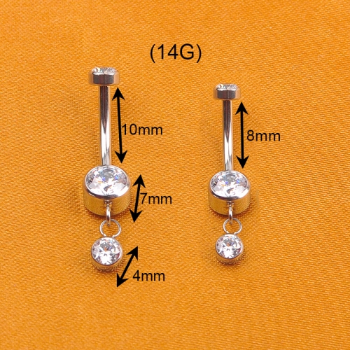 Hot Fashion Wholesale Trendy Silver F136 Titanium Externally Threaded Belly Body Ring Piercing Jewelry--W144