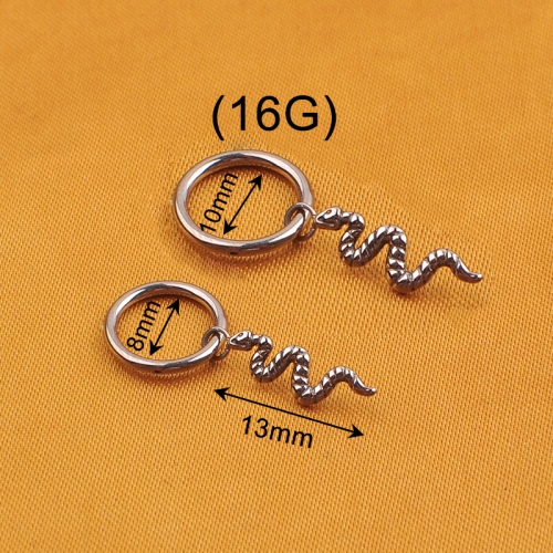 ASTM-F136 TITANIUM Snake dangling hinged clicker ring earrings hinged Septum Clicker ring nose ring earring fashion piercing--W169