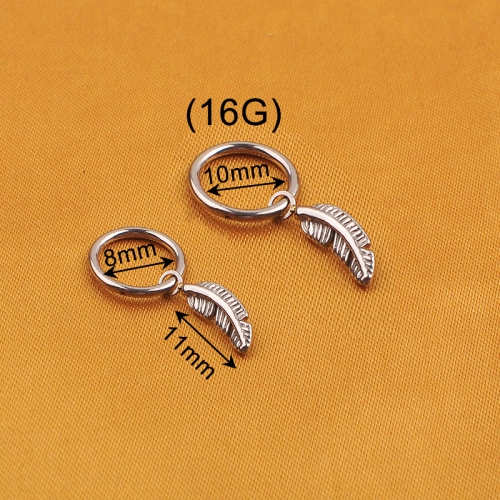 Wholesale Fashion ASTM F136 Titanium Segment Ring Hinged Clickers Piercing Earring Body Jewelry of Leaf--W175