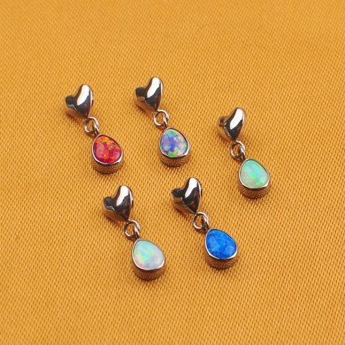 The Heart-shaped titanium and teardrop-shaped opals made of F136 TITANIUM -P373