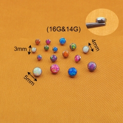 NSPJ Piercing jewelry astmf136 Titanium Jewelry Internally Thread Opal Gem Stone Navel Belly Cluster Jewelry dermal piercing jewelry P012