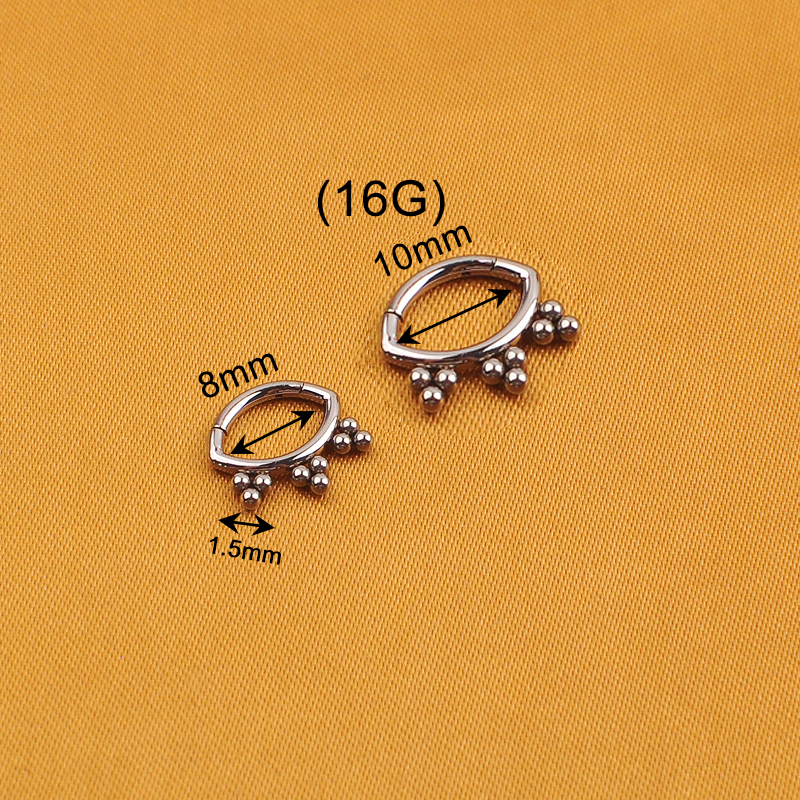 ASTM F136 Titanium Clustered Ball Segment Hinged Piercing Septum Nose Ring Ear Piercing Jewelry--W176