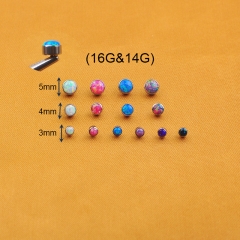 NSPJ 1 Opal Stone Rook Piercing Jewelry ASTM F136 Titanium Piercing Jewelry Internally Thread Labret Top Body Piercing Jewelry P030