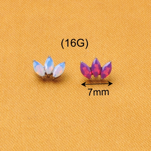 Labret Jewels Body Piercing Jewelry 3Pcs Opal Jewelry ASTM F136 Titanium and Zircon 0.9mm Internally Thread Parts helix piercing jewelry--P135