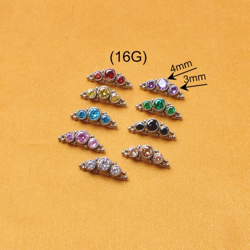 Ear Piercing Jewelry ASTM F136 Titanium Piercing Jewelry Fashion Jewelry Zircon 16G Piercing Jewelry 0.9mm Internal Thread Jewelry P087