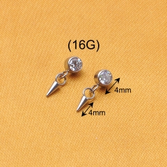 Zircon Cone Pendant Internal Threaded Piercing Titanium Body Piercing  ASTM F136 Titanium-P319