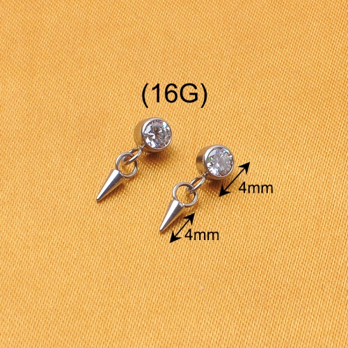 Zircon Cone Pendant Internal Threaded Piercing Titanium Body Piercing  ASTM F136 Titanium-P319