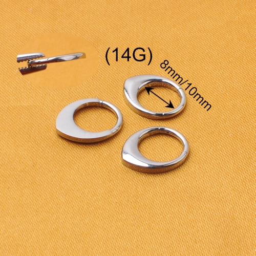 One side Concave and convex surface Wholesale ASTM F136 Titanium High Polished Plain Clickers Teardrop Septum Clickers Titanium Segment Nose Ring--W19