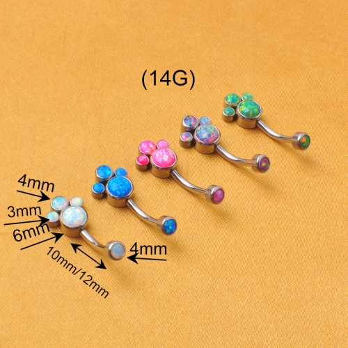 ASTM F136 Titanium Round synthetic opal Internally Threaded Top navel ring Body Jewelry--W209